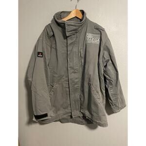 Crude FR Jacket Mens Large Gray Insulated Workwear USA Flag Energy READ RPS586